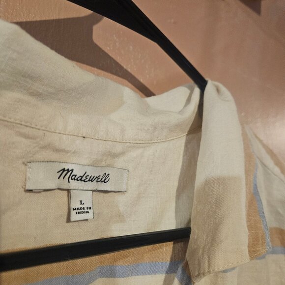 Madewell collared crop top striped shirt large - Picture 3 of 4